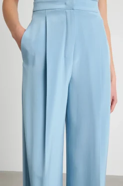 Pantalone in crepe de chine - Azzurro
