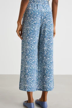 Pantalone in crepe de chine - Azzurro Bianco