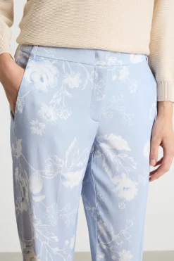 Pantalone in faille stampato - Azzurro