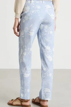 Pantalone in faille stampato - Azzurro