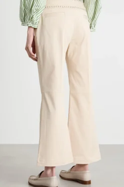 Pantalone in gabardina con baschina in vita - Beige