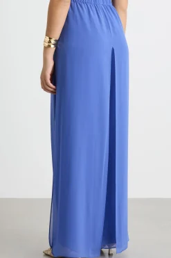 Pantalone in georgette - Azzurro