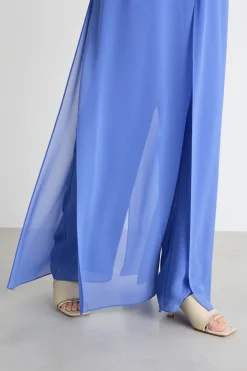 Pantalone in georgette - Azzurro