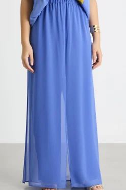 Pantalone in georgette - Azzurro