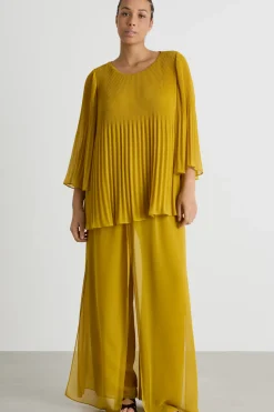 Pantalone in georgette - Giallo