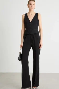 Pantalone in georgette - Nero