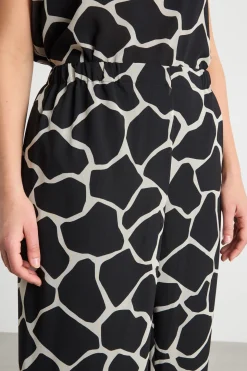 Pantalone in georgette stampata - Nero Bianco