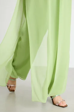 Pantalone in georgette - Verde