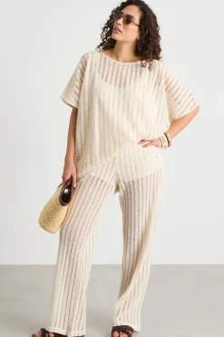 Pantalone in jersey crochet - Bianco