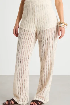 Pantalone in jersey crochet - Bianco