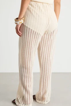 Pantalone in jersey crochet - Bianco
