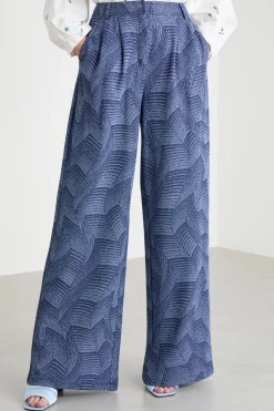 Pantalone in jersey jacquard - Blu