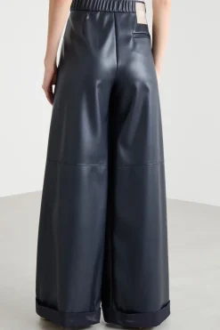 Pantalone in jersey spalmato - Blu