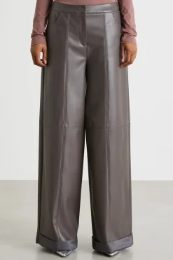 Pantalone in jersey spalmato - Marrone