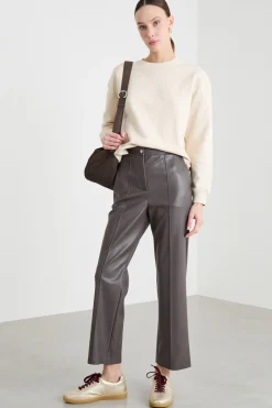 Pantalone in jersey spalmato - Marrone