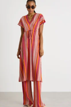 Pantalone in jersey stampato - Rosa Arancione