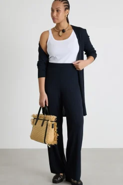 Pantalone in maglia a coste - Blu