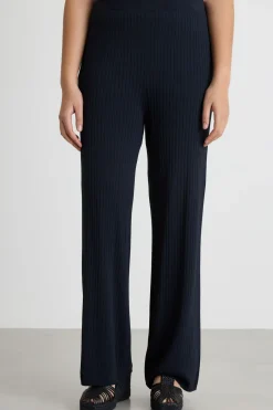 Pantalone in maglia a coste - Blu
