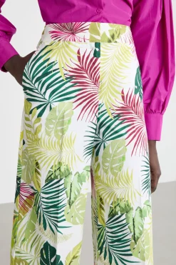 Pantalone in popeline a fantasia - Verde