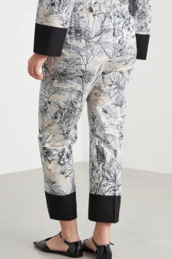 Pantalone in popeline - Bianco Nero