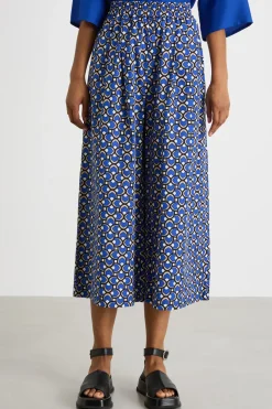 Pantalone in popeline stampato - Blu