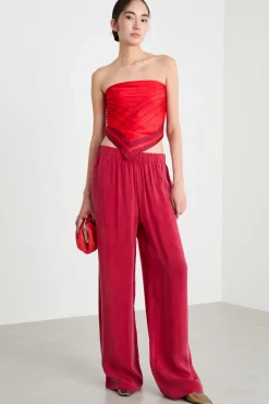 Pantalone in raso fluido - Rosso