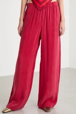 Pantalone in raso fluido - Rosso