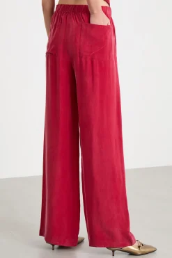 Pantalone in raso fluido - Rosso