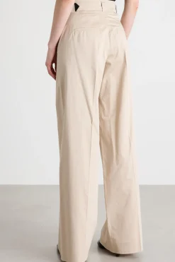 Pantalone in raso stretch - Beige