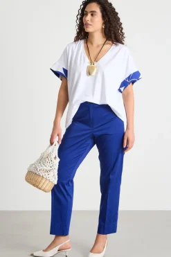 Pantalone in raso stretch - Blu