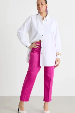 Pantalone in raso stretch - Fuxia
