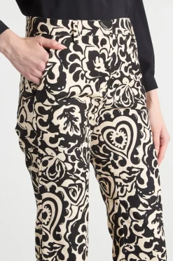 Pantalone in stuoia stampata - Beige Nero