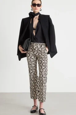 Pantalone in stuoia stampata - Beige Nero