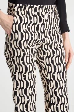 Pantalone in stuoia stampata - Beige Nero