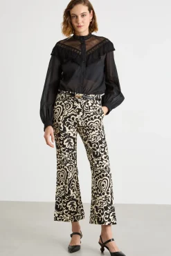 Pantalone in stuoia stampata - Nero Bianco