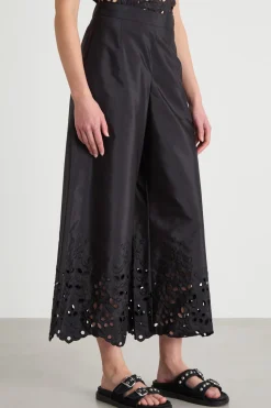 Pantalone in taffettà ricamato - Nero