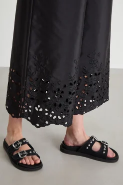 Pantalone in taffettà ricamato - Nero