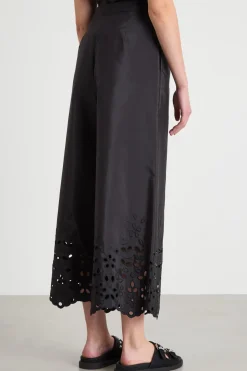Pantalone in taffettà ricamato - Nero