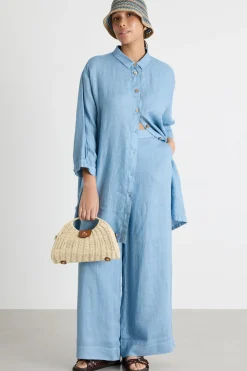 Pantalone in tela - Azzurro
