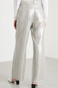 Pantalone in tela laminata - Argento