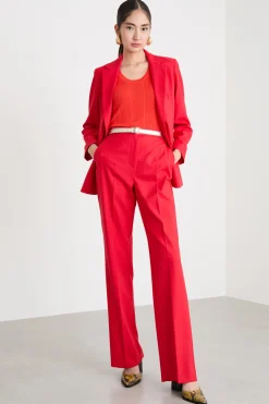Pantalone in tessuto fluido stretch - Rosso