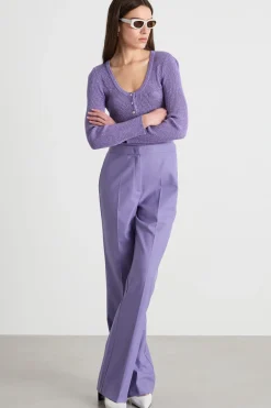 Pantalone in tessuto fluido stretch - Viola