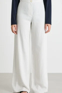 Pantalone in tessuto gessato - Bianco Nero