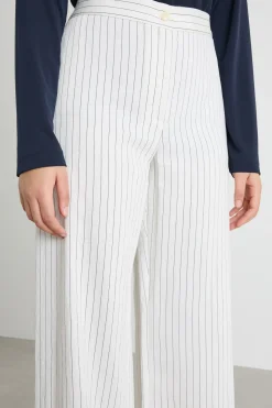 Pantalone in tessuto gessato - Bianco Nero
