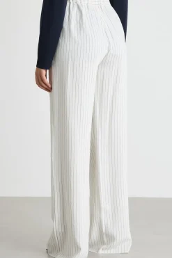 Pantalone in tessuto gessato - Bianco Nero