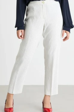 Pantalone in tessuto gessato - Bianco Nero