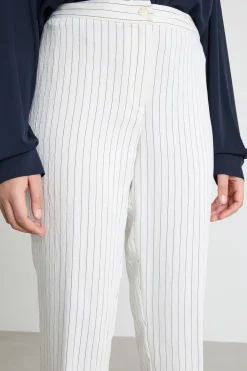 Pantalone in tessuto gessato - Bianco Nero