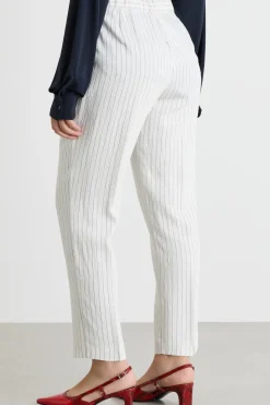 Pantalone in tessuto gessato - Bianco Nero