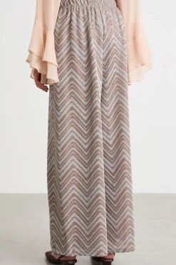 Pantalone in tessuto jacquard chevron - Marrone