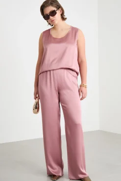 Pantalone in tessuto lucido - Rosa